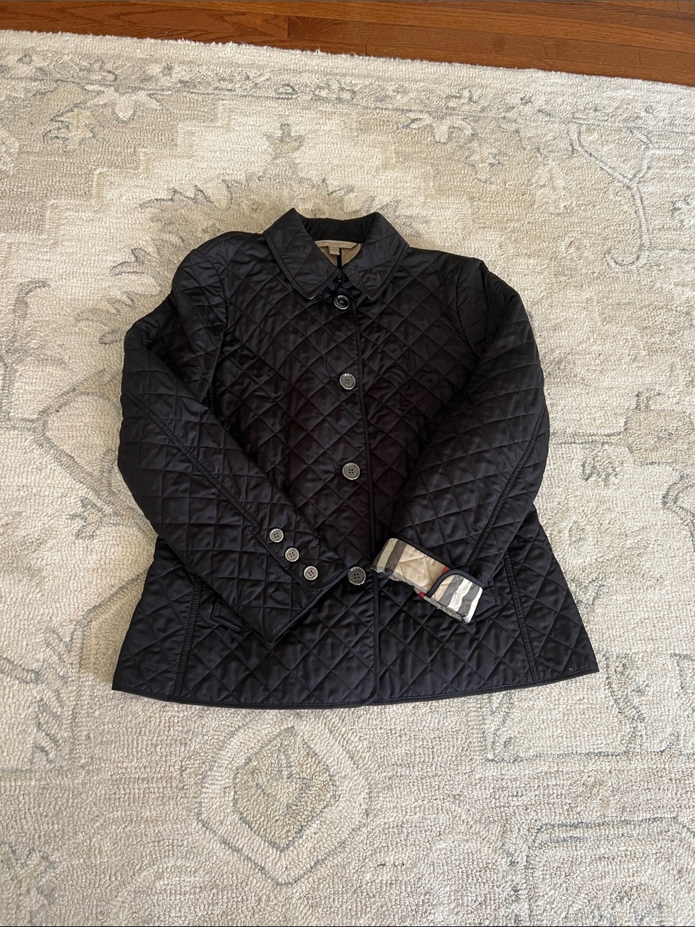 Burberry Black Quilted Utility Jacket with Signature Cuff in Excellent Condition
